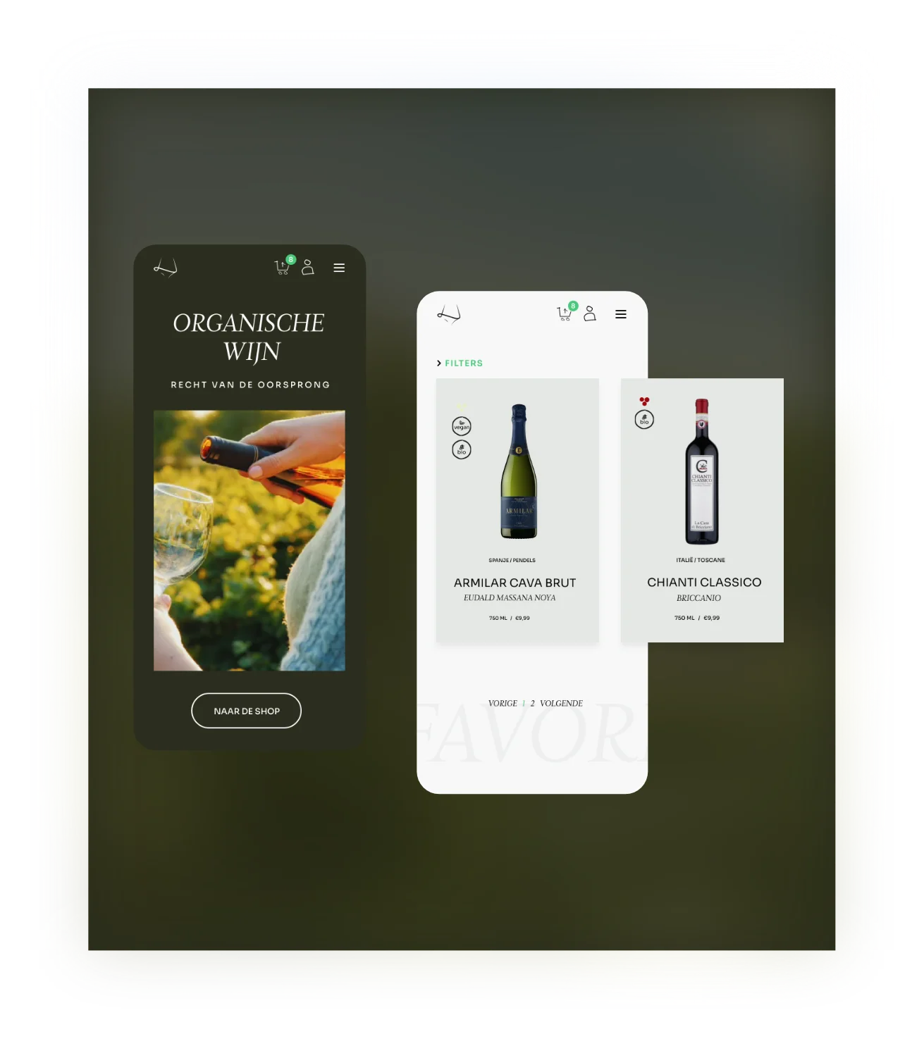 Webshop created for Orvino
